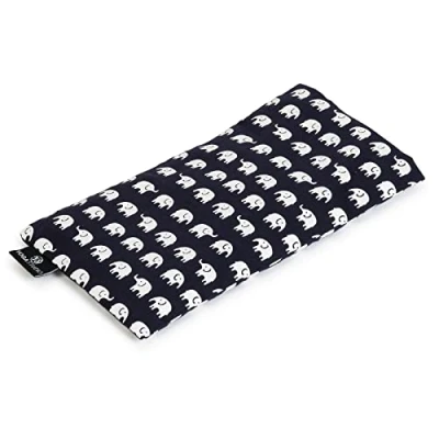 Afbeelding van Yoga Studio biologisch oogkussen 23cm x 12/13cm, lavendel en lijnzaadgeurend yogakussen voor vermoeide ogen hoofdpijn olifant marineblauw