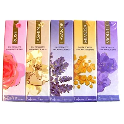 Afbeelding van CADEAU TIP, SUPER VOORDELIG, Provençaalse Parfums 5x 30 ml diverse geuren, Rose, Jasmin, Lavande, Mimosa en Violette