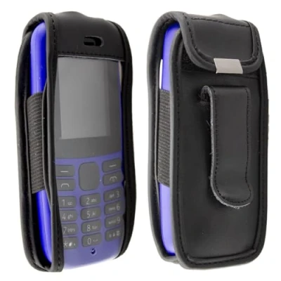 Afbeelding van caseroxx Leren tas met riemclip voor Nokia 105 (2019) 4th Edition uit echt leer, mobiele telefoonhoes riem (met venster gemaakt van vuilafstotende transparante film erin zwart)