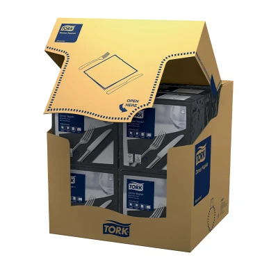 Afbeelding van Tork Dinnerservet 39x39cm 2 laags 1/4 vouw Zwart 478761