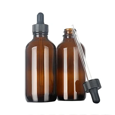 Afbeelding van Magic Season Boston ronde glazen flessen (barnsteen/120 ml met druppelaars/2 stuks)
