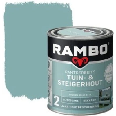 Afbeelding van Rambo Pantserbeits Tuin &amp; Steigerhout Dekkend Zijdeglans Wilgen Grijs 1143