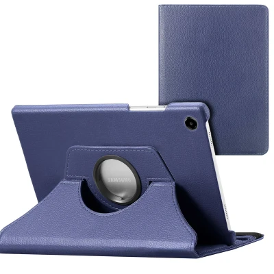 Afbeelding van Samsung Galaxy Tab A8 Hoes: iMoshion 360 Draaibare Bookcase Donkerblauw Kunstleder Tablet Hoezen