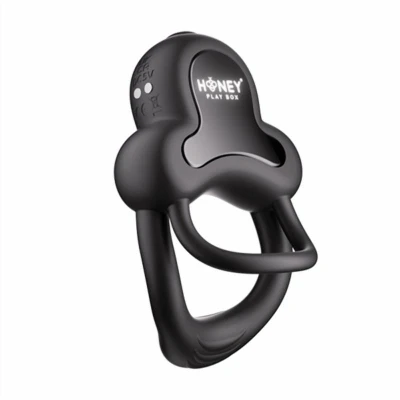 Afbeelding van HoneyPlayBox Anello App Controlled Vibrating Double Cock Ring with Clitoral Stimulator Black