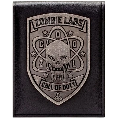 Afbeelding van Call of Duty Zombie Labs Iconisch Metalen Schedelembleem Portemonnee/Beurs Bi Vouw ID &amp; Kaarthouder, Zwart