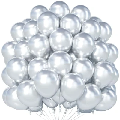 Afbeelding van Teselife Metallic Zilveren Ballonnen, 100 Stuks 12 Inch Chroom Latex Feest Ballonnen Voor Mannen Vrouwen Verjaardag Babyshower Jubileum Afstuderen Verlovings Decoraties