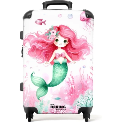 Afbeelding van NoBoringSuitcases.com® Kindertrolley meisjes met zeemeermin Trolley koffer kinderen 20 kg bagage