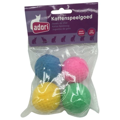 Afbeelding van Adori Spons Ballen Kattenspeelgoed Assorti 4 stuks