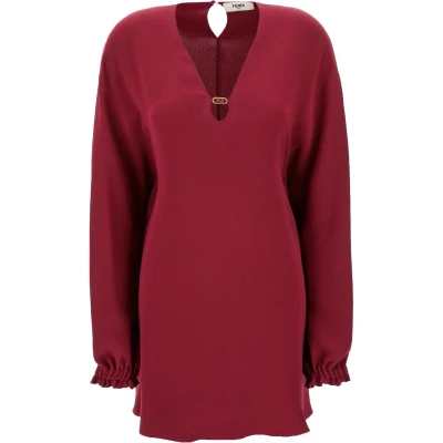 Afbeelding van Elegant Long Sleeve Dress with V Neck and Decorative Detail Wo