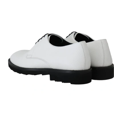 Afbeelding van Witte lederen Derby jurk formele schoenen