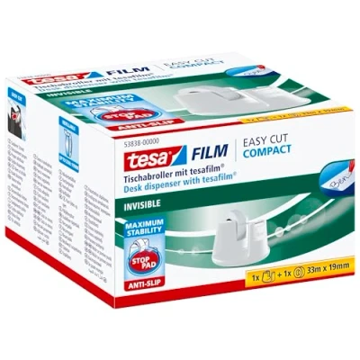Afbeelding van Plakbandhouder Tesa Compact wit met 1rol tape 19mmx33m