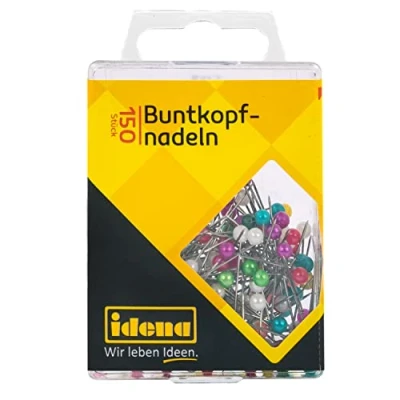 Afbeelding van Idena 334034 Varicolor kopnaalden, 150 stuks, rond, geassorteerde kleuren