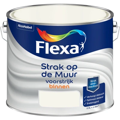 Afbeelding van flexa strak op de muur voorstrijk wit 2.5 ltr