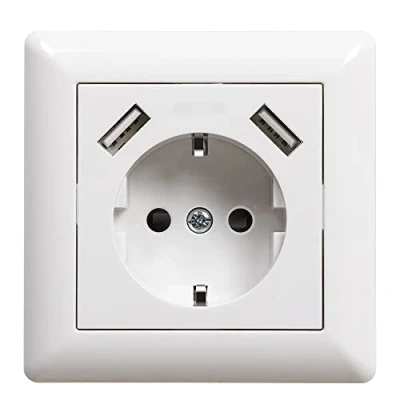 Afbeelding van Sasudose USB Stopcontact, Schuko Stopcontact met 2 (Max. 3.4A) Inbouw Wandcontactdoos voor Smartphone MP3, Wit