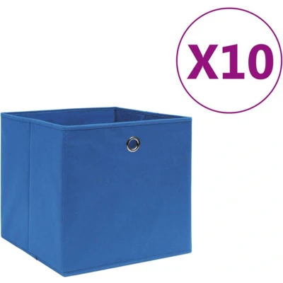 Afbeelding van Opbergboxen 10 st 28x28x28 cm nonwoven stof blauw