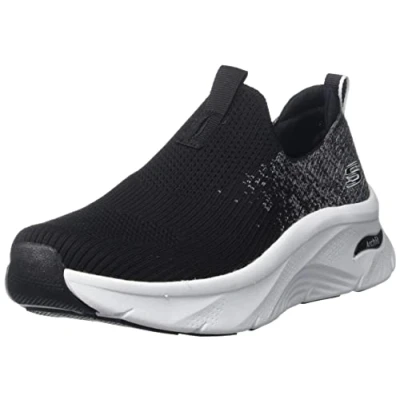 Afbeelding van Skechers Arch Fit D&#039;lux Slipper voor dames, Zwart Gebreid Wit Trim, 39.5 EU