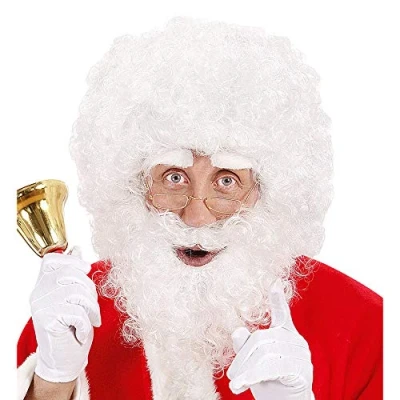 Afbeelding van Widmann Pruik Kerstman Met Baard En Wenkbrauwen Wit / Beige Kerst Verkleedkleding
