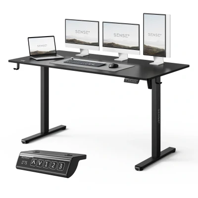 Afbeelding van SENSE7 NOJO LIGHT Zit Sta Bureau 140 cm x 70 cm, Elektrisch bureau, Elektrische Hoogteverstelling, Hoogte 72 118 Intelligent Bedieningspaneel, Zwart