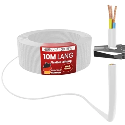 Afbeelding van Van 5 tot 100 m kunststof slangkabel H05VV F 4G0,75, wit, flexibele kabel, apparaatkabel (10 m)