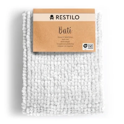 Afbeelding van RESTILO Badmat 70 x 120 cm Extra Zacht en Waterabsorberend Badkamertapijt Antislip Badkleed Wit Bati