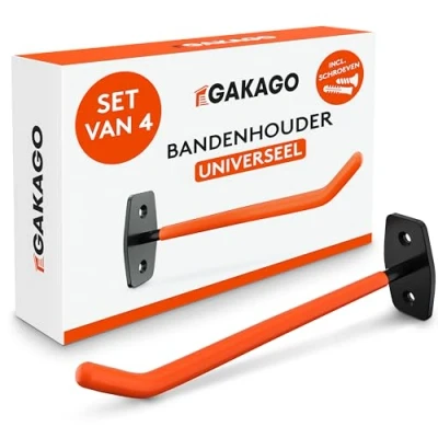 Afbeelding van Gakago bandenhouder muurbevestiging 4 delige velgenhouder muurset incl. schroeven &amp; pluggen met montagehandleiding Extra lange houder voor autobanden velgen
