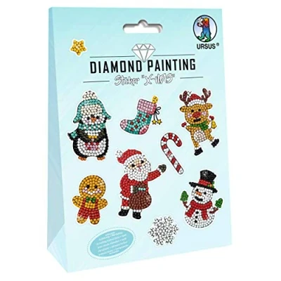 Afbeelding van Ursus 43500008 diamond Painting x Mas for designing stickers with sparkling diamonds, 2 sticker sheets 15 10 cm, different designs, stones, picker, wax and bowl, colourful