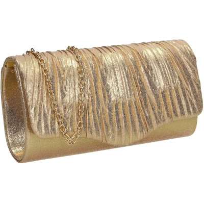 Afbeelding van SwankySwans Alice dames glanzende metallic party prom bruiloft avond kleine clutch tas portemonnee, Goud