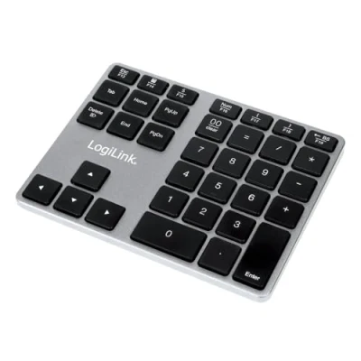 Afbeelding van LogiLink ID0187 numeriek toetsenbord Universeel Bluetooth Aluminium, Zwart