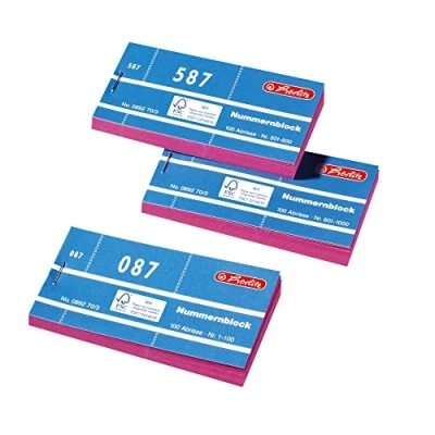 Afbeelding van Herlitz 892703 Nummers op blok 1 1000 10x100 afscheuren, één kleur