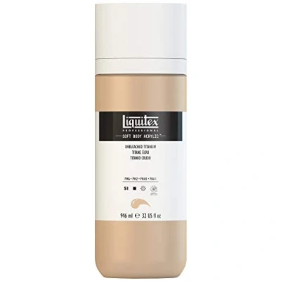 Afbeelding van Liquitex 1946434 Professionele Acrylverf Soft Body Kunstenaarsverf in romig dekkende consistentie, hoge pigmentatie, lichtecht &amp; niet verouderend, 946ml fles Ongebleekt Titanium