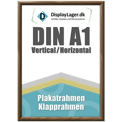 Afbeelding van DisplayLager A1 houtlook klapframe met 25 mm aluminium profiel, spiegelende beschermschijf, bevestigingsmateriaal