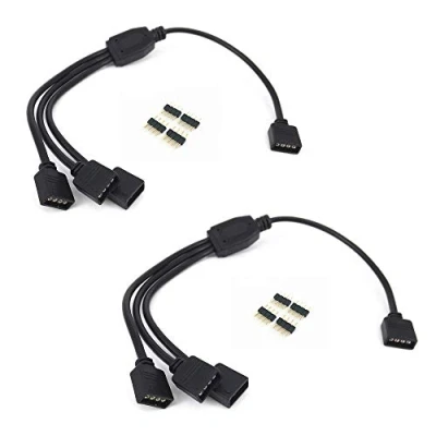 Afbeelding van 2 stks/pak zwart 4 pins LED splitter kabel Y strip connector voor één naar drie SMD 5050 RGB strips &quot;MEHRWEG&quot;