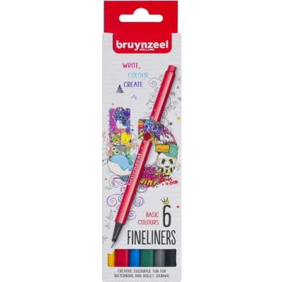 Afbeelding van Fineliner Bruynzeel set á 6 basiskleuren