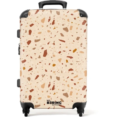 Afbeelding van NoBoringSuitcases.com Grote koffer Terrazzo patroon veelkleurig terra Kinderkoffer geschikt voor jongen en meisjes Reiskoffer met 4 wielen Trolley op wieltjes Rolkoffer groot kinderen 72 liter Ruimbagage valies 20kg