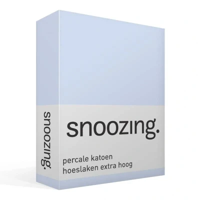 Afbeelding van Snoozing Hoeslaken Extra hoog Tweepersoons 120x200 cm Percale katoen Hemel