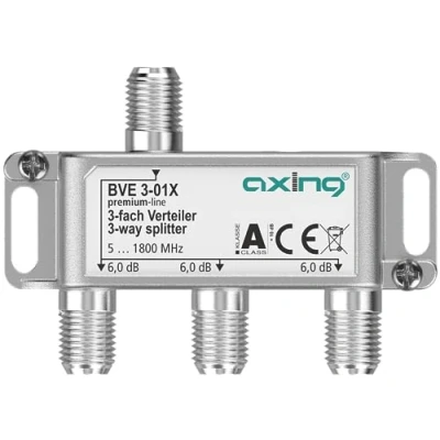 Afbeelding van Axing BVE 3 01X voudige verdeler 6 dB 5 1800 MHz TV Data Internet Kabeltelevisie