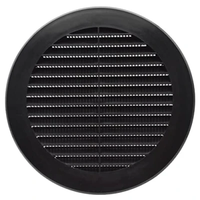 Afbeelding van H&amp;C VENT ventilatierooster, kunststof afvoerluchtrooster, buitenrooster met insectenbescherming, luchtrooster, afvoerkap, rond luchtgeleidingselement, zwart, diameter 125