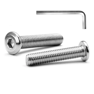 Afbeelding van MINHER M6 x 40 mm 20 stuks platte kop binnenzeskant schroeven bouten voor meubels, roestvrij staal A2 V2A, volledige schroefdraad (met inbussleutel)