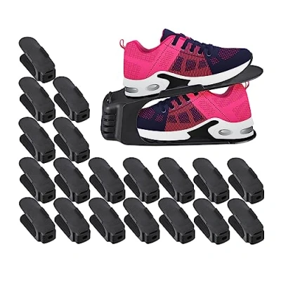 Afbeelding van schoenen organizer set van 20 tot maat 39 antislip opbergsysteem zwart