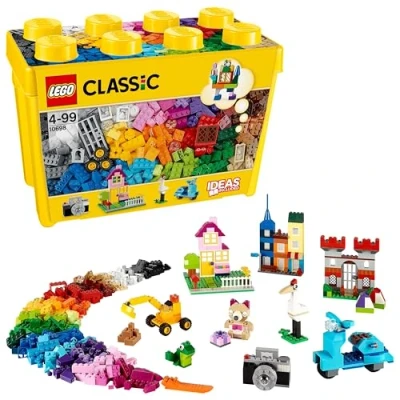 Afbeelding van LEGO Classic Creatieve grote opbergdoos met Kleurrijke Stenen, Ramen, Deuren, Wielen en een Basisplaat, Creatief Speelgoed voor Kinderen, Leuk Cadeau Jongens Meisjes vanaf 4 Jaar 10698