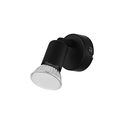 Afbeelding van EGLO Led wandlamp Buzz LED, 1 spot plafondlamp voor woonkamer en hal, lamp wand binnen van zwart metaal, wandspot met GU10 fitting