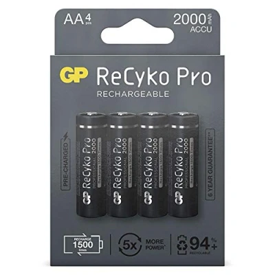 Afbeelding van GP ReCyko Pro AA 2000mAh 1.2V Oplaadbare NiMH Batterij 4 Stuks