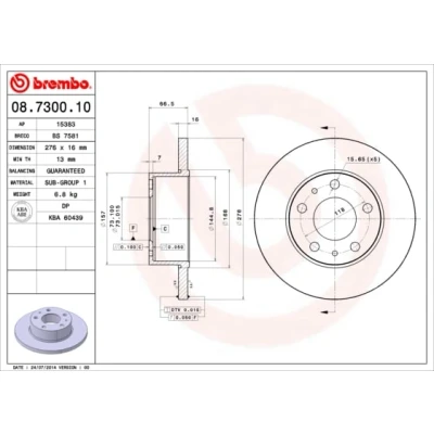 Afbeelding van Brembo Remschijf 08.7300.10