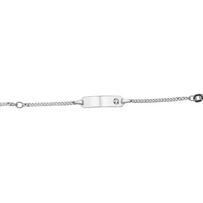 Afbeelding van Zilver Gerhodineerde Graveerarmband zirkonia plaat 5 mm 9 11 cm 1329672