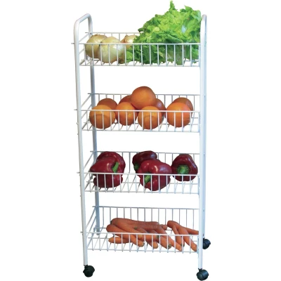 Afbeelding van MSV Keuken/badkamer trolley metaal wit met wielen 41 x 26 78 cm Opberg