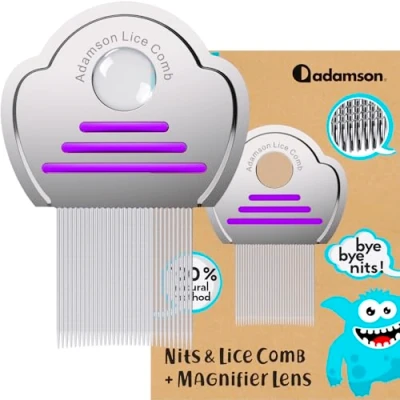 Afbeelding van Adamson Luizenkam, roestvrijstalen luizenkam voor kinderen, effectieve netkam, luizenkammen dik haar, duurzaam en gemakkelijk schoon te maken, Peine para Piojos y Liendres Niñas