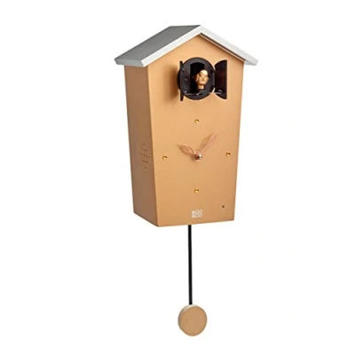 Afbeelding van KOOKOO BirdHouse goud, modern design koekoeksklok met 12 inheemse vogelstemmen of koekoek, opnames uit de natuur