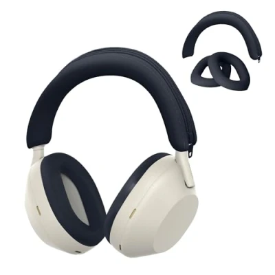 Afbeelding van kwmobile siliconen cover Voor koptelefoon geschikt Sony WH 1000XM5 band en oorpads 3x in donkerblauw