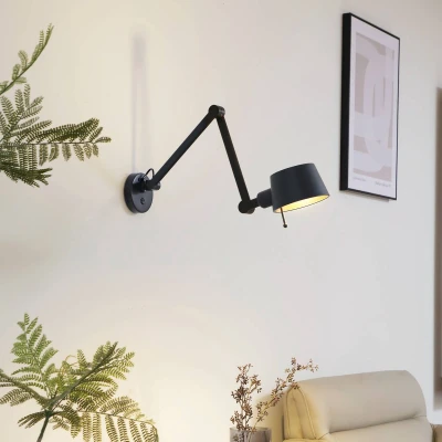 Afbeelding van Wandlamp Lucande Silka, zwart, metaal, 9,5 cm hoog