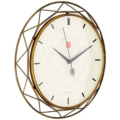 Afbeelding van Bulova Frank Lloyd Wright Luxfer Prisma Wandklok, Brons, 14&quot;